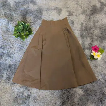 [컬 파크 레인] 플레어 스커트 (L) 브라운 허리 밴딩 무지