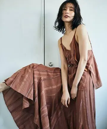 FRAY I.D 백 레이스업 레이스업 스커트 여름용 테라코타