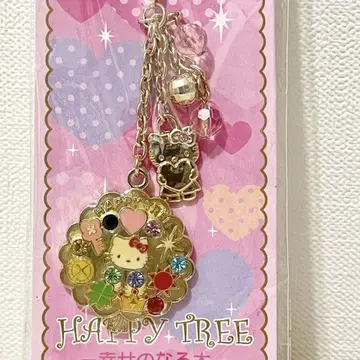헬로키티 HAPPY TREE 스트랩 하트 클로버 키 코인
