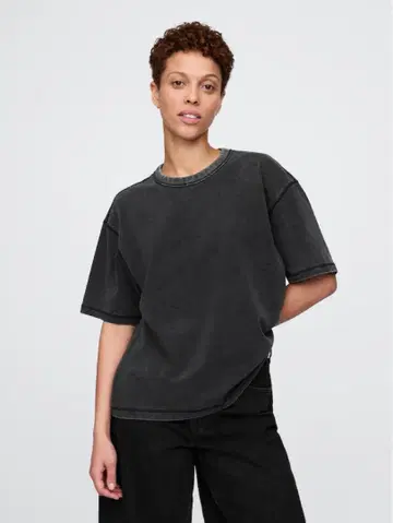 GAP 헤비 웨이트 크롭 티셔츠 XS 짧은 길이