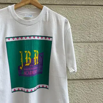 80s 90s USA제 화이트 프린트 티셔츠 반팔 헤인즈 빈티지