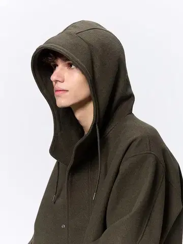 지유 코지 멜톤 후드티 DARK GREEN