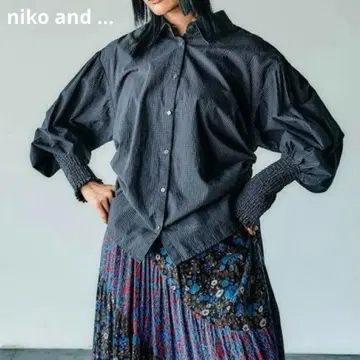 niko and ... M 드로스트 토마토 슬리브 셔츠 체크