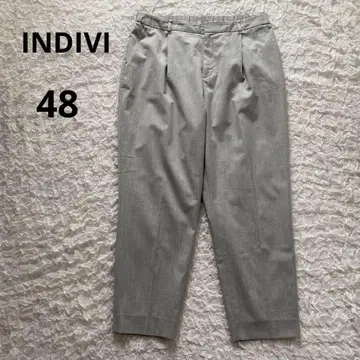 INDIVI 48 라이트 그레이 안감 부착 팬츠 빅 사이즈