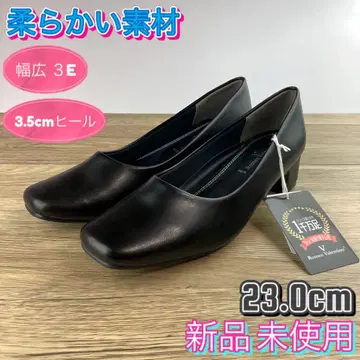 펌프스 검정 블랙 오피스 포멀 취업활동 로우 힐 23.0cm