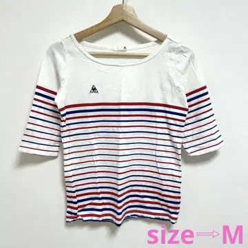 르꼬끄 여성용 상의 5부 소매 보더 면100%