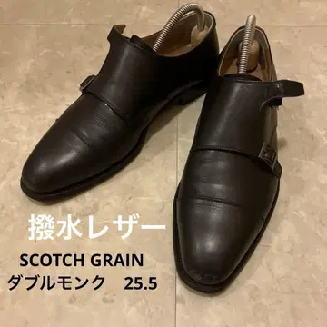 SCOTCH GRAIN 블랙 더블 몽크 발수 가죽