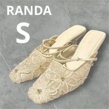 RANDA 란다 플라워 뮬 S 베이지 레이스 힐
