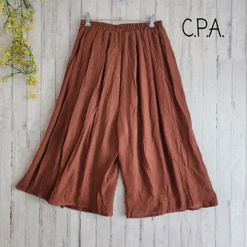 C.P.A 가우초 팬츠 와이드 팬츠 테라코타 플리츠 팬츠 루즈핏