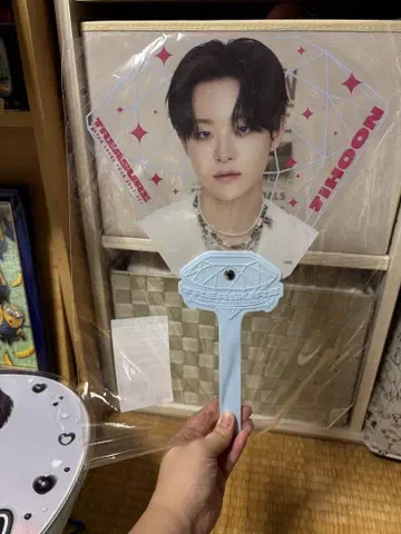 JIHOON 팬 부채 스카이블루 다이아몬드형
