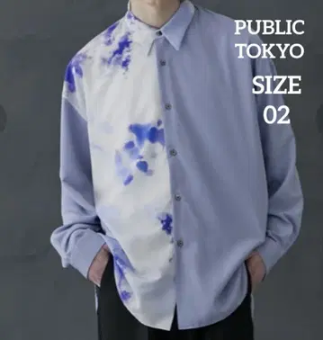 새상품급 PUBLIC TOKYO 마블 클레릭 셔츠 사이즈 02 블루