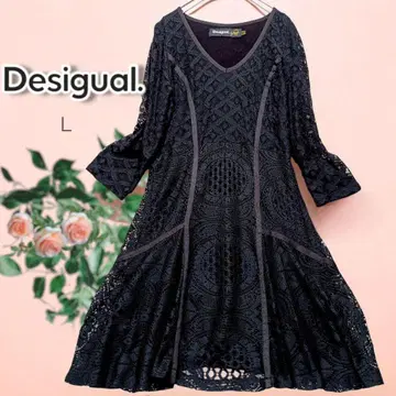 Desigual 데시구알 크리스천 라크루아 전체 레이스 7부 소매 원피스