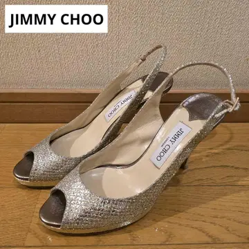 지미추 샌들 하이힐 글리터 라메 스트랩 포함 은색 39