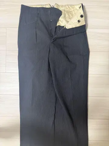 30s40s 유로 빈티지 바늘 찔린 신치 벨트 블랙 스트라이프 팬츠