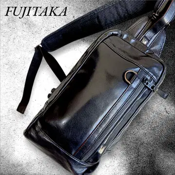 FUJITAKA 가죽 원숄더백 호크 블랙