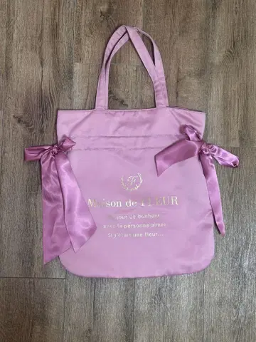 Maison de FLEUR 리본 포함 토트백 핑크