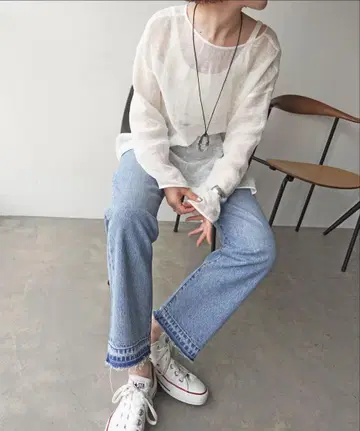 Spick&S pan 손세탁 가능 / 메쉬 린넨 루즈 풀오버