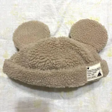 디즈니 미키 팬 캡 보아 캡 모자 베이지 모코모코