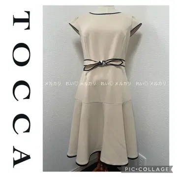 TOCCA 토카 허리 리본 원피스 베이지 M 반팔