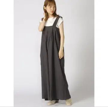 사만사 모스모스 블루 린넨 혼방 턱 와이드 살로펫 와이드 팬츠
