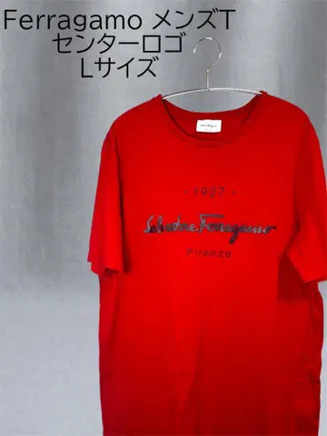 레어 페라가모 티셔츠 센터 로고, 입체 로고 브랜드 컬러 L