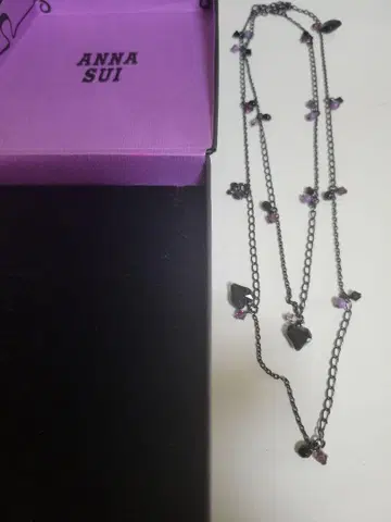 ANNA SUI 안나수이 2줄 목걸이 블랙 퍼플