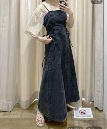 mystywoman 사이드 레이스 UP 데님 잔스카