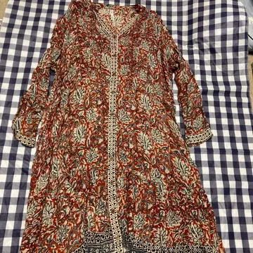 MALAIKA 꽃무늬 7부 소매 롱 원피스