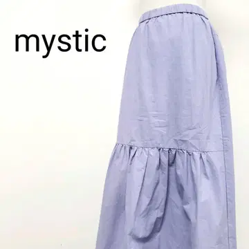 mystic 허리밴딩 절개 개더 플레어 롱 머메이드 스커트