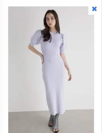 2WAY 넥 리본 모조 진주 니트 원피스