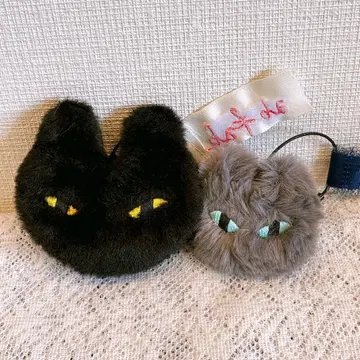 슈가 봉제 인형 키링 2개 세트 검은 고양이 귀여운 가방 장식