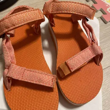 Teva 오렌지 통굽 스포츠 샌들 텍스타일