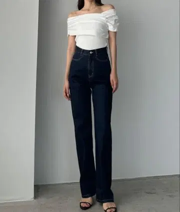 Louere 하이 웨스트 스트레이트 데님 SS