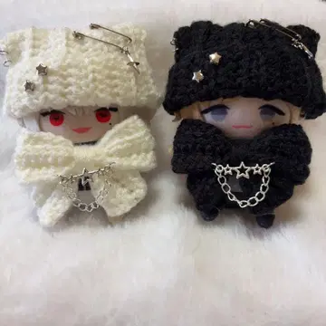 리본 데코가 달린 고양이 귀 니트 모자 10cm 니지파펫 의류