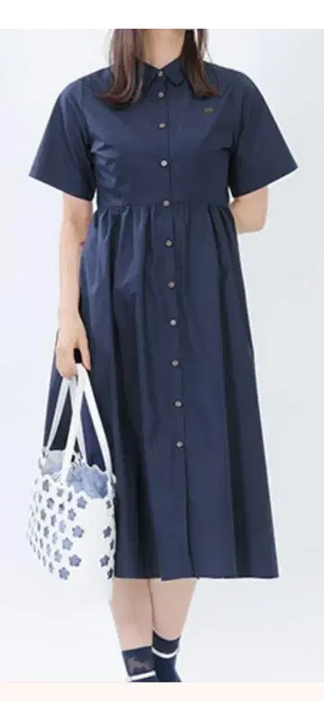 MARY QUANT 네이비 셔츠 원피스