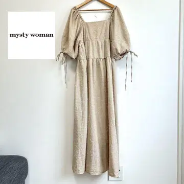 고급 새상품급 백 리본 롱 원피스 2way 리본 퍼프 슬리브