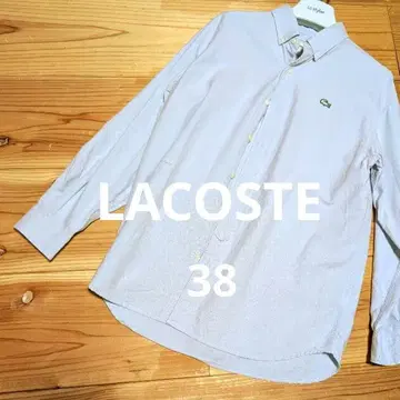 Lacoste 남성용 얇은 파랑 버튼 다운 셔츠 38