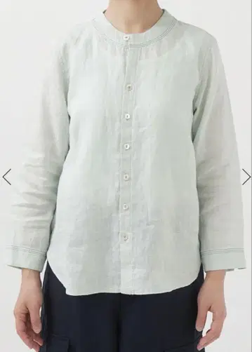 팔라스 팰리스 WASH LINEN 보틀 칼라 8부 소매 셔츠