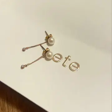 ete 펄 체인 귀걸이 핑크 골드
