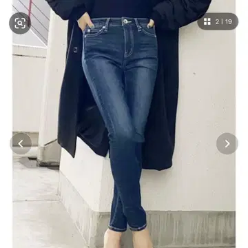 GYDA raised back 스키니 데님 팬츠 인디고 블루 M