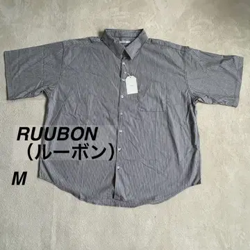 RUUBON (루본) 반팔 와이드 버튼 셔츠 스트라이프 코튼 100%