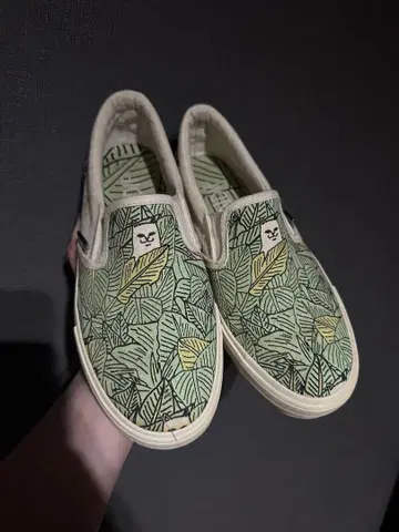 RIPNDIP 잎 패턴 프린트 슬립온