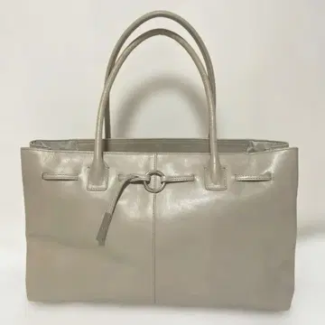 agnes b. VOYAGE 베이지 가죽 토트백