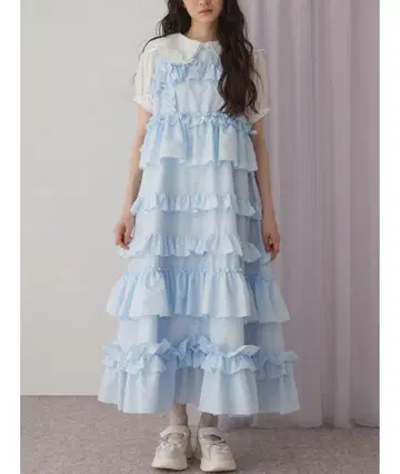 메리제니 프릴 티어드 원피스 블루
