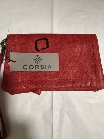 CORSIA 빨간색 가죽 접이식 지갑