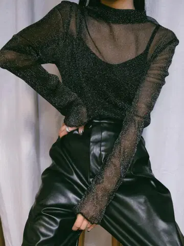 말테 sahara 시어 탑 Glitter Sheer Top 새상품