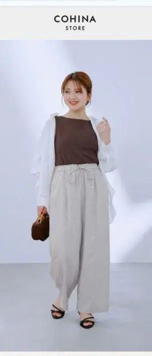cohina 코히나 드로스트 린넨 라이크 와이드 팬츠 short