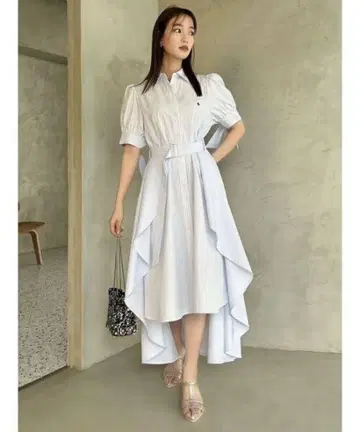다즐린 폴로 셔츠 원피스 반팔 비대칭