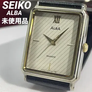 미사용 SEIKO ALBA QZ 렉탱귤러 변형 다이얼 손목시계