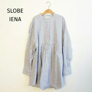 슬로브 이에나 SLOBE IENA 셔츠 튜닉 스트라이프 밴드 카라
